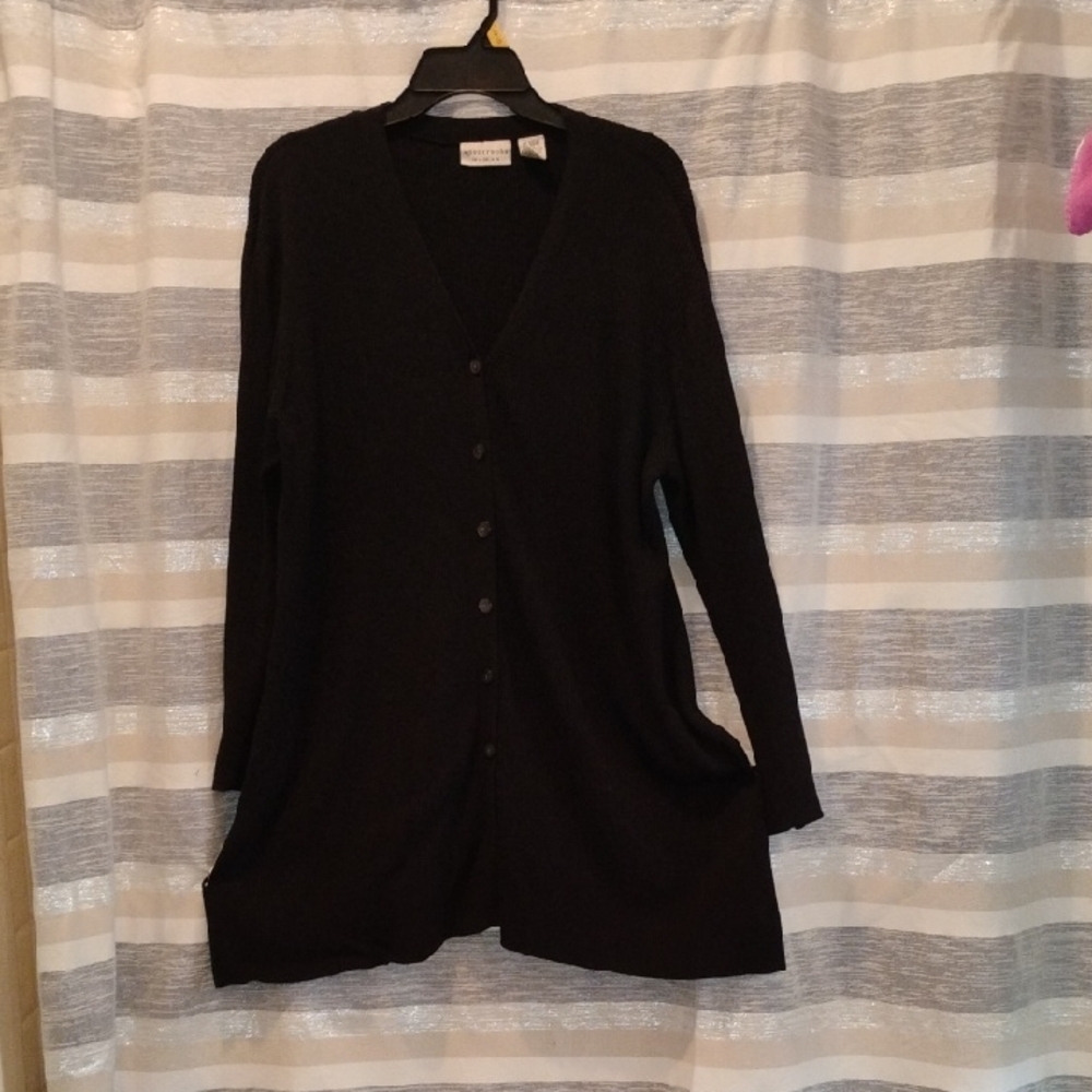 Apostrophe Elegant Black Button-Up Cardigan